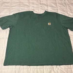 Carhartt Short Sleeve Green Pocket Henley T-Shirt Loose Fit XL